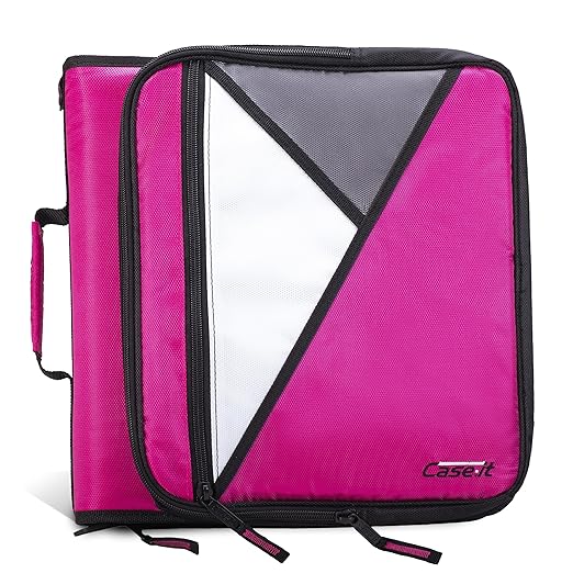 Case-it Universal Zipper Binder | 2-Inch O-Rings, 13-Inch Laptop/Tablet Padded Pocket, 400 Sheet Capacity, Multiple Storage Pockets & Shoulder Strap | School & Office Organizer | LT-007 Magenta