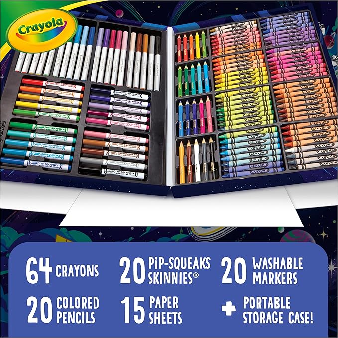 Crayola Inspiration Art Case Space Coloring Set (140pcs), Essential Easter Basket Stuffers, Art Kit for Kids, Crayons, Markers, Pencils, Easter Gifts for Kids, Ages 5+ [Amazon Exclusive]