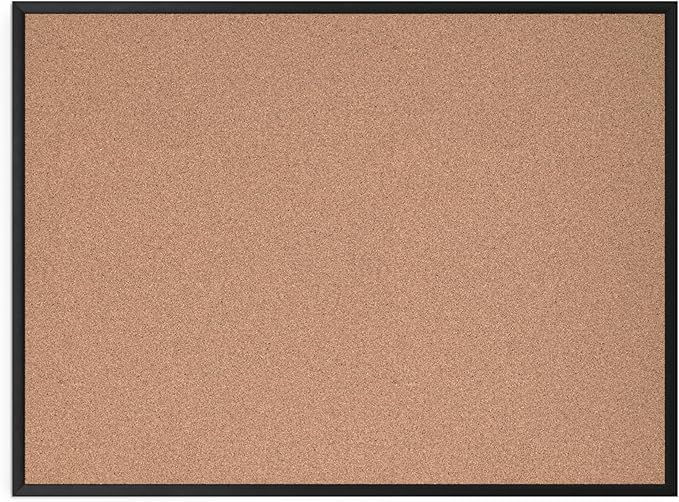 U Brands Cork Bulletin Board, 36" x 48", Black Aluminum Frame, Industrial Grade Pinning Surface