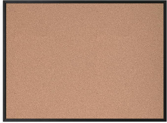 U Brands Cork Bulletin Board, 36" x 48", Black Aluminum Frame, Industrial Grade Pinning Surface