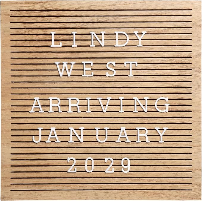 Pearhead Wooden Letter Board, 10 x 10 Inch Felt Message Board with Letters and Numbers for Baby Milestones and Home Décor