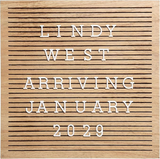 Pearhead Wooden Letter Board, 10 x 10 Inch Felt Message Board with Letters and Numbers for Baby Milestones and Home Décor