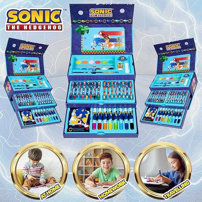 SONIC THE HEDGEHOG Colored Pencils Art Supplies Kids Drawing Kit School Supplies Set Coloring Painting Drawing Pencils Crayons Gifts for Boys