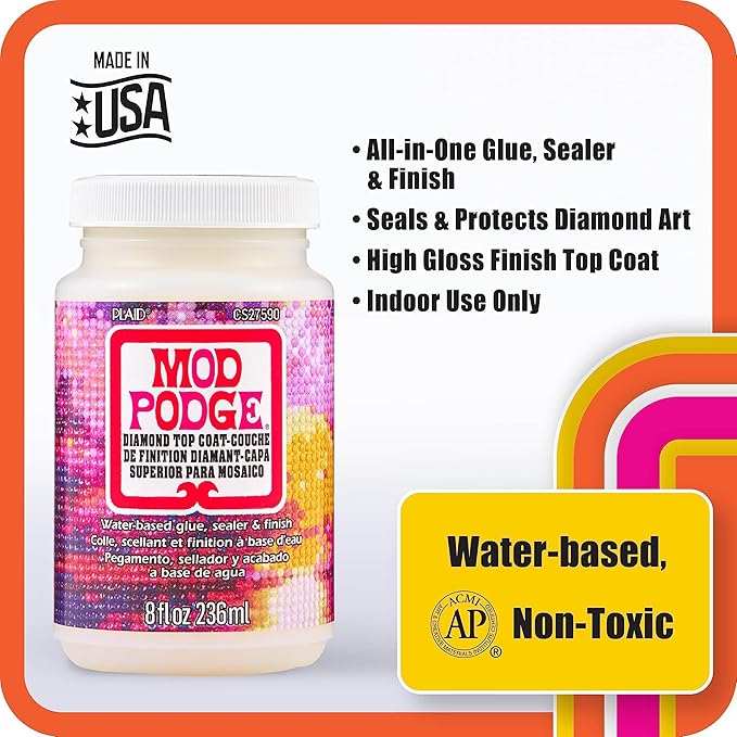 Mod Podge Diamond Top Coat, Premium All-in-One Glue, Sealer, and Finish Perfect for Preserving Diamond Puzzle Arts and Crafts Projects, CS27590