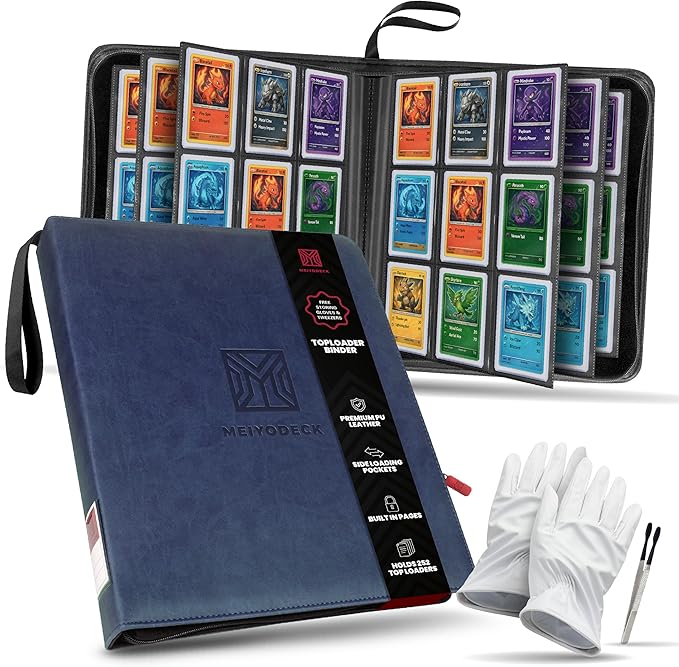 Toploader Binder | Holds 252 Toploaders | 9-Pocket | Ringless Double-Sided Pockets | Includes Collector Tweezers & Gloves | Premium Top Loader Binder for Trading Cards, Pokemon, Yu-Gi-Oh & TCG