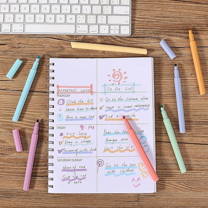 Mr. Pen- Aesthetic Highlighters, 8 pcs, Chisel Tip, Assorted Colors, Bible Highlighters No Bleed