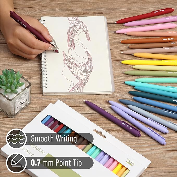 Mr. Pen- Retractable Gel Pens, 22 Pack, Color Ink Gel Pens Fine Point, 22 Vintage Colors, Fine Point