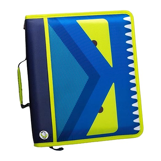 Case-it 6 Pack Z Shape Zipper Binder - Two Binders in One - Double Sided 1.5 Inch D-Ring - 500 Page Capacity - Comes with Shoulder Strap, Monster Design Z-176-ME-C-BLUR, Light Blue, Purple