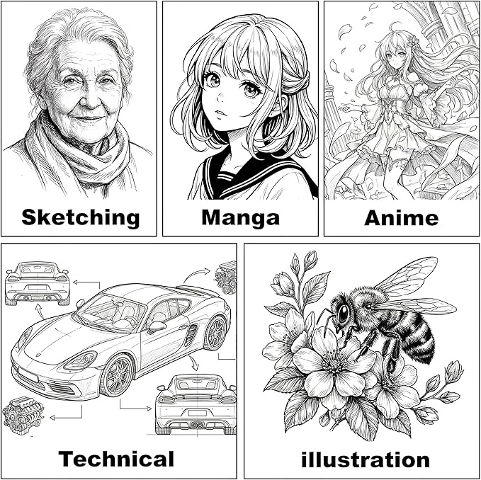 EBOT Micro Fineliner Drawing Art Pens,12 Black Fine Liner Waterproof Art Line Professional Drawing Watercolour Marker Sketching Illustration Manga Calligraphy Sketch Zentangle Outline