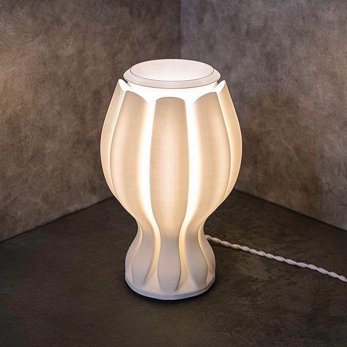 JONATHAN Y 13" White Flower 3D Printed Table Lamp, Dimmable LED Bedside Lamp for Bedroom, Coastal Tropical Nightstand Light, Modern Bohemian Desk Lamp for Living Room (USA1005B)