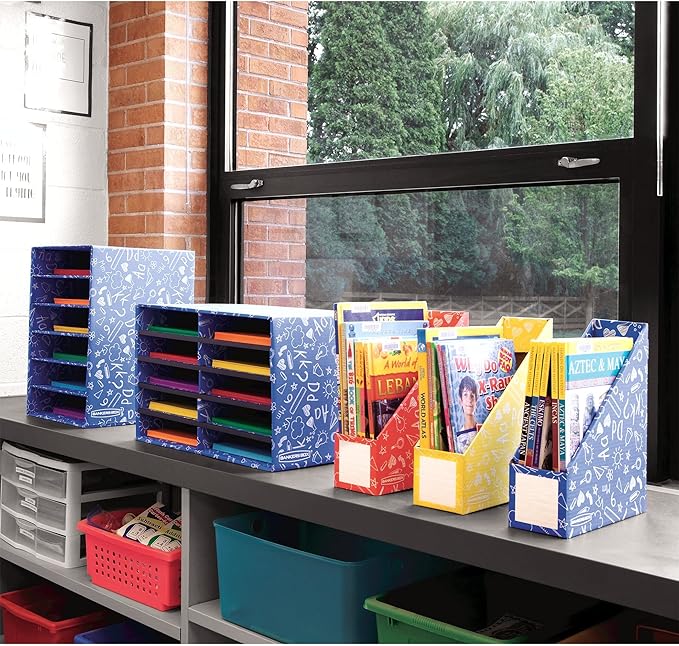 Bankers Box Classroom collection, 15-Compartment Literature Organizers, 28.5" x 12.375", Blue (3384301)
