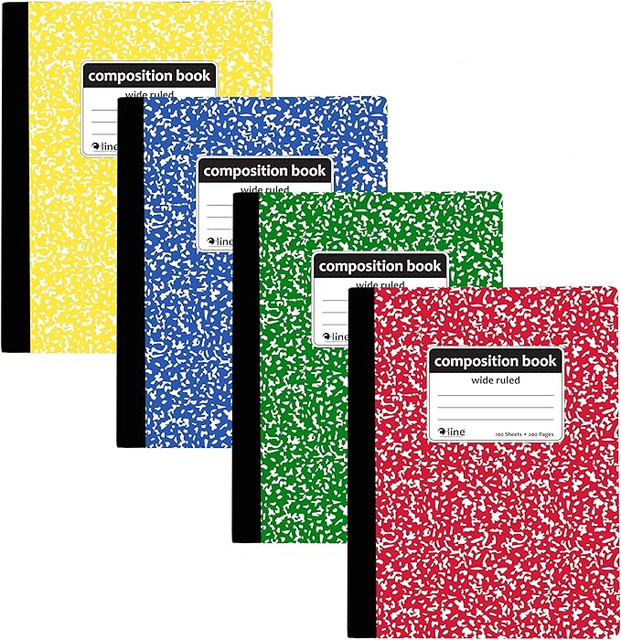 C-Line Composition Notebook, Wide Ruled, Marble Cover, 1 Notebook, Color May Vary (22010)