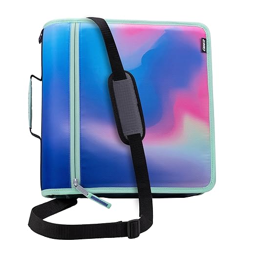 Case-it Mighty Zip Tab School Zipper Binder | 3-Inch O-Rings, 600-Sheet Capacity, 5-Subject Expanding File Folder, Multiple Pockets & Storage Organizer, Shoulder Strap | D-146 Northern Lights