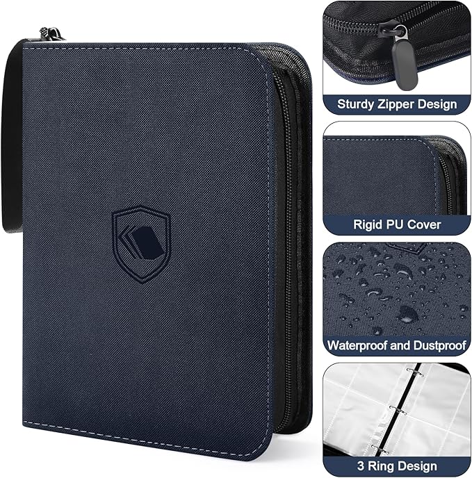 440 Pockets Trading Card Binder, PU Cover Zipper Card Collection Album, Sturdy Card Folder Holder for MTG, TCG, Game Cards, Sports Cards