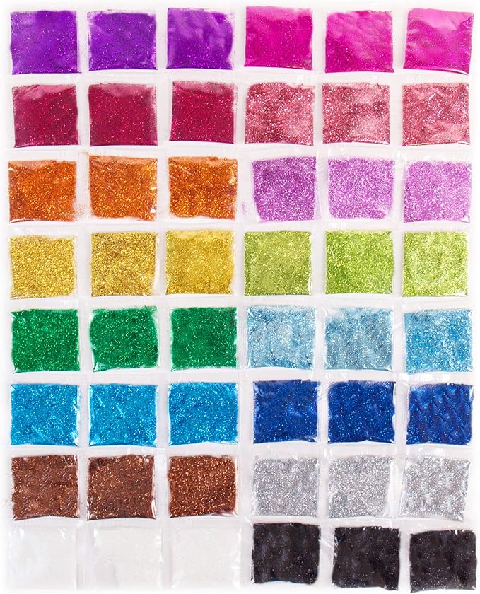 Horizon Group USA Assorted Glitter Packs , Pack of 48, Neon, Glitter, Metallic Colors