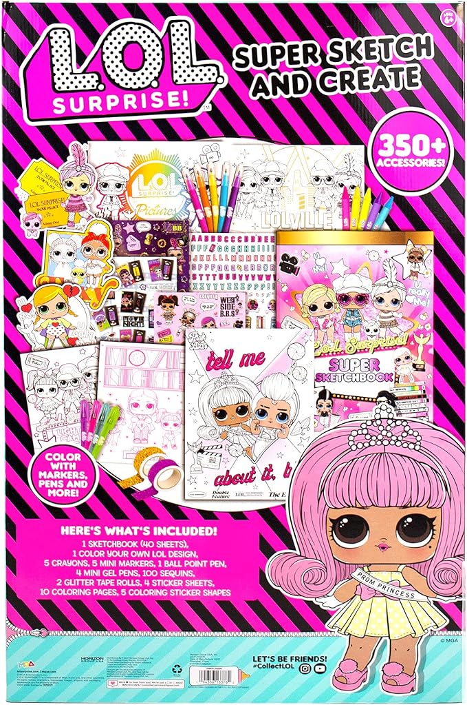 L.O.L. Surprise! O.M.G. Ultimate Fashion Designer by Horizon Group USA, Color & Create Outfits & Make-Up Looks for The O.M.G. Sisters, Includes 2 Sketchbooks, 5 Surprises, Stickers, Stencils & More