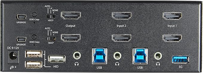 StarTech.com 2 Port Dual Monitor HDMI KVM Switch - 4K 60Hz Ultra HD HDR - Desktop 4K HDMI 2.0 KVM Switch with 2 Port USB 3.0 Hub (5Gbps) & 4X USB 2.0 HID, Audio - Hotkey Switching - TAA