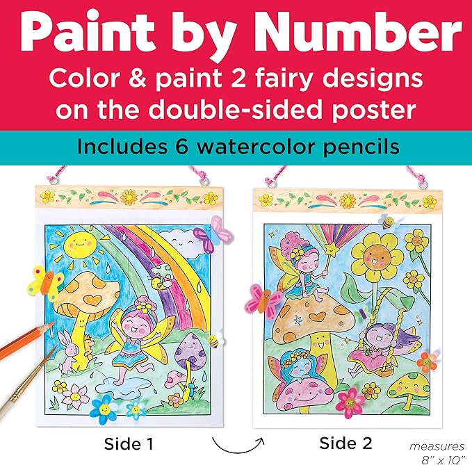 Faber-Castell Paint by Number Fairy Friends Pets - Kids Watercolor Fairies Toys (Ages 6+)