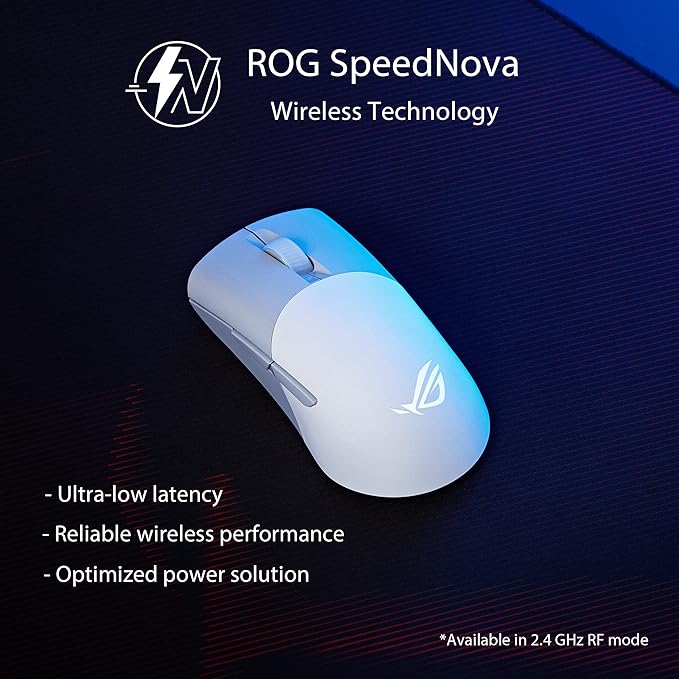 ASUS ROG Keris Wireless Aimpoint Gaming Mouse – Right-Handed Ergonomic, 75g, Tri-Mode Connectivity, 42K DPI, up to 119Hr Battery, PC/Mac Support - White
