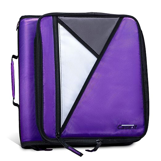 Case-it Universal Zipper Binder 2-Inch O-Rings,13In Laptop/Tablet Padded Pocket,400 Sheet Capacity,Multiple Storage Pockets & Shoulder Strap School & Office Organizer LT-007 Deep Purpal (Pack of 6)