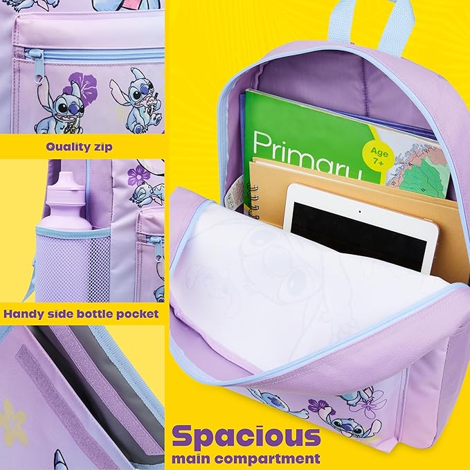 Disney Stitch Backpack Set 4 Pcs with Insulated Lunch Bag Water Bottle Pencil Case Gifts for Kids