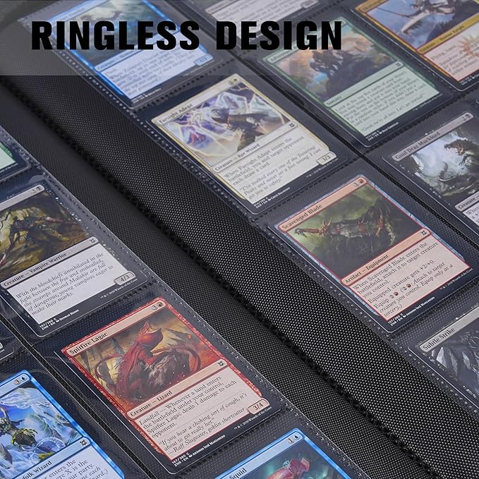 Card Binder 16 Pocket,Trading Card Binder Holds up to 1408 Cards with 44 Sleeves,Zipper Card Holder Album Compatible with TCG/Sports Cards-Black
