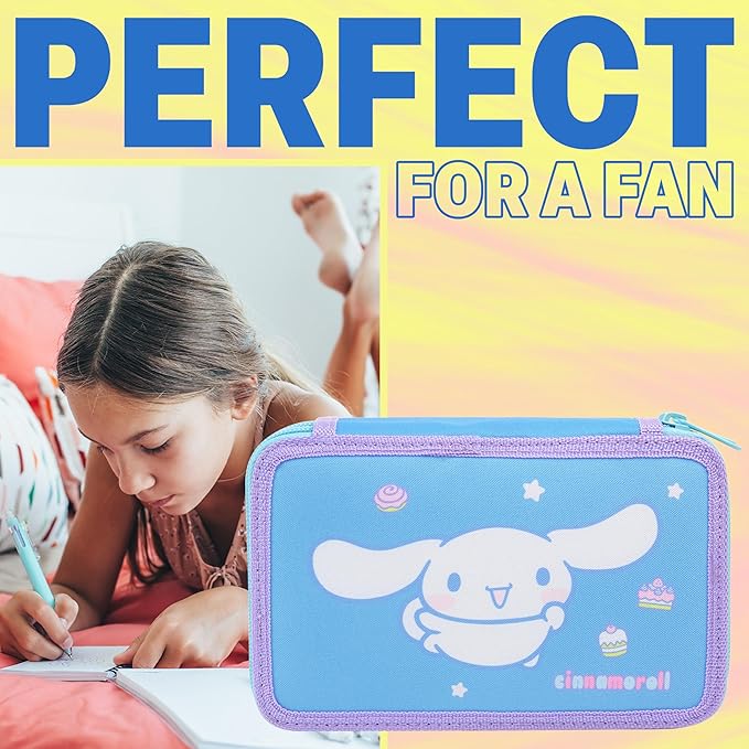 Hello Kitty Sanrio Pencil Case Kids Colored Pencils Markers Kawaii Kuromi Stationery Gifts for Kids (Multi Cinnamoroll)