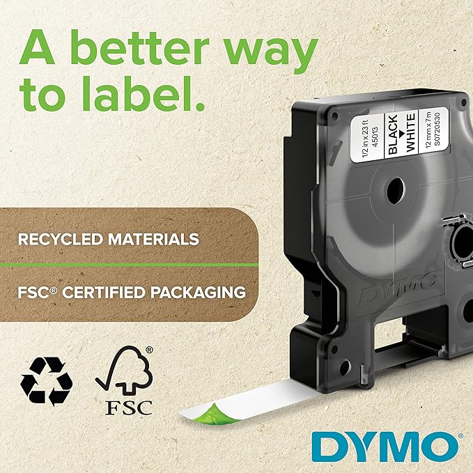 DYMO Rhino Industrial Heat-Shrink Labels 1" Tube Black Print on White