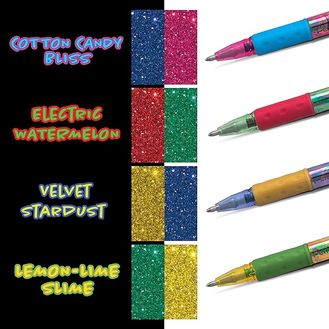 Pentel Arts Krazy Pop Iridescent Gel Pen, (1.0mm) Bold Line, Assorted Ink, Pack of 4 (K91PABP4M3)