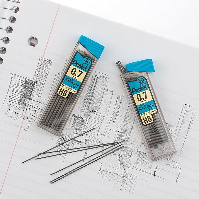 Pentel Super Hi-Polymer Lead Refill, (0.7mm) Medium, HB, 360 Pieces of Lead (C27-HB)