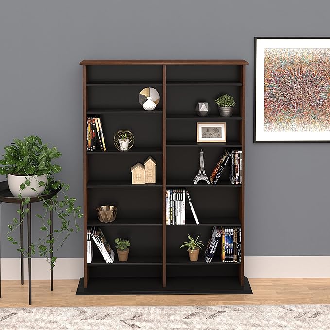 Prepac 2 Column 38.75" Wide Display Cabinet Media, Double Width Wall Storage, Cherry