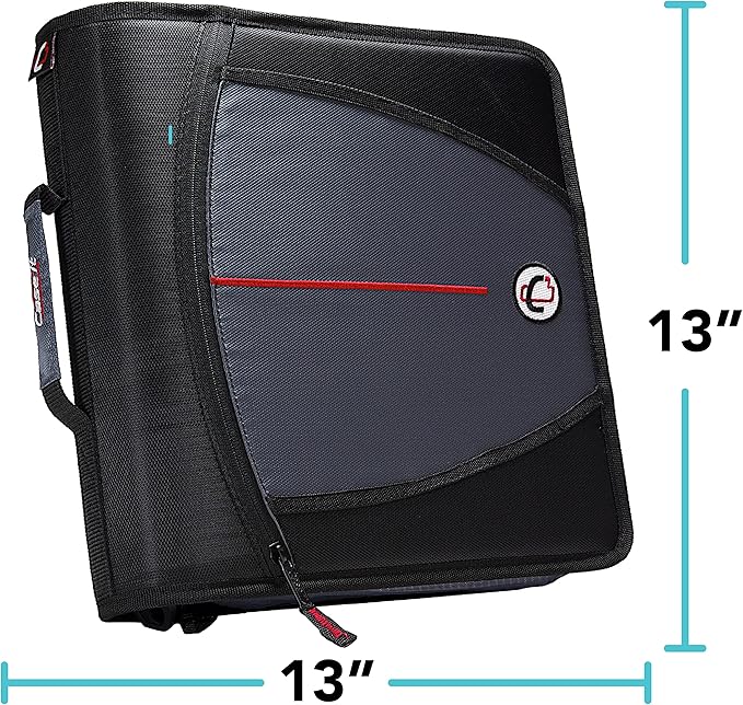 Case-it Mighty Zip Tab School Zipper Binder | 3-Inch O-Rings, 600-Sheet Capacity, 5-Subject Expanding File Folder, Multiple Pockets & Storage Organizer, Shoulder Strap | D-146 Purple