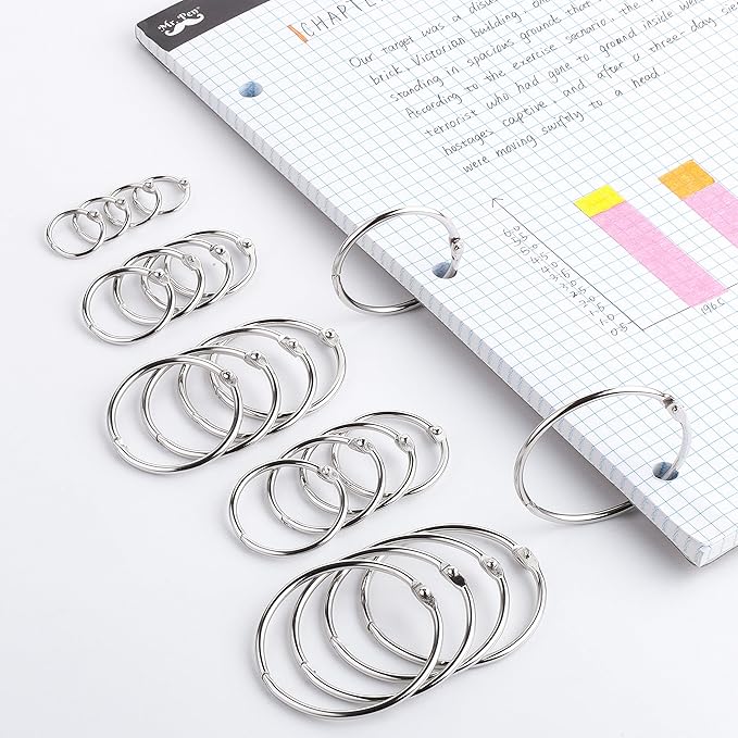 Mr. Pen- Binder Rings, Loose Leaf Binder Ring, 36pc, Assorted Sizes