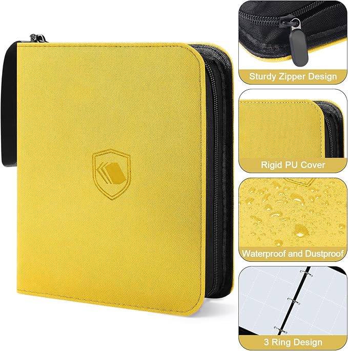 1200 Pockets Trading Card Binder, PU Cover Zipper Card Collection Album, Sturdy Card Folder Holder for MTG, TCG, Game Cards, Sports Cards