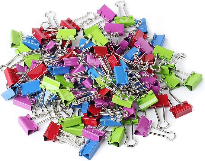 Mr. Pen- Binder Clips, 100 pcs, 0.75", Small Size, Colored Binder Paper Clips, Bulk Paper Clamps for Office Supplies, Home, School, Business, Document Organizing