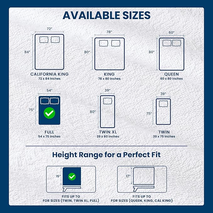 Utopia Bedding Waterproof Mattress Protector Full Size 14 Pack, Premium 200 GSM Terry Mattress Cover, Soft & Breathable Bed Cover, Fitted Sheet Style with Stretchable Deep Pockets 15" (White)