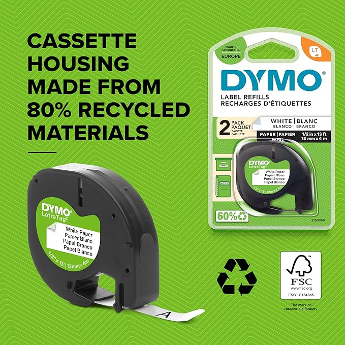 Dymo LetraTag LT-100H Label Maker Starter Kit | Handheld Label Maker Machine | with Paper & Clear Plastic Label Tape | Ideal for Office or Home