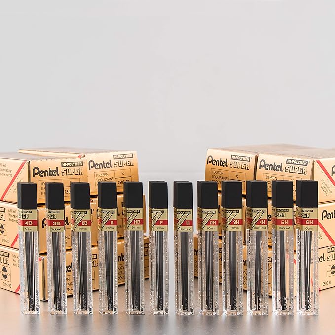 Pentel Super Hi-Polymer Lead Refill, 0.5mm, Fine, B, 144 Pieces of Lead (C505-B)
