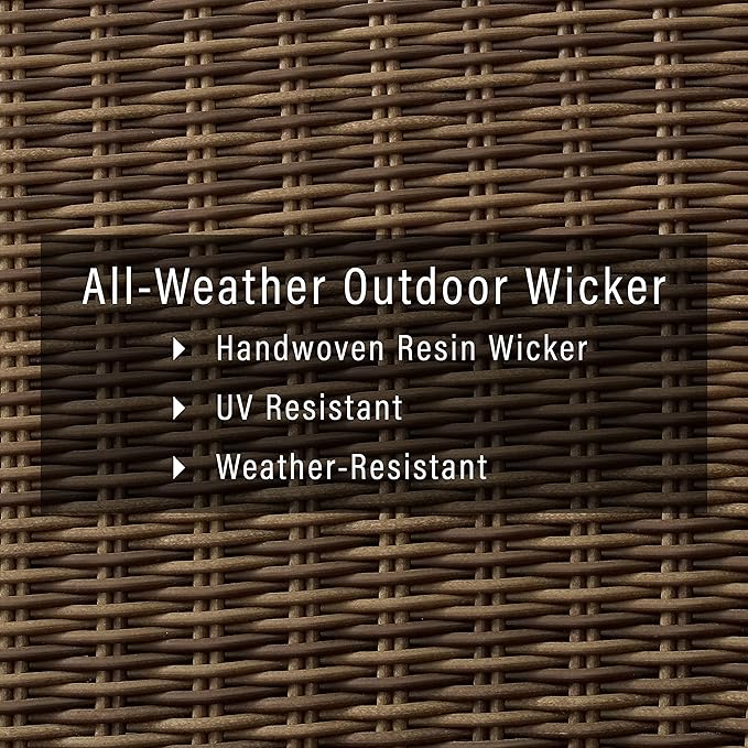 Crosley Furniture Bradenton Wicker Outdoor Ottoman Foot Rest for Patio, Deck, Porch, Brown with Sand Cushions