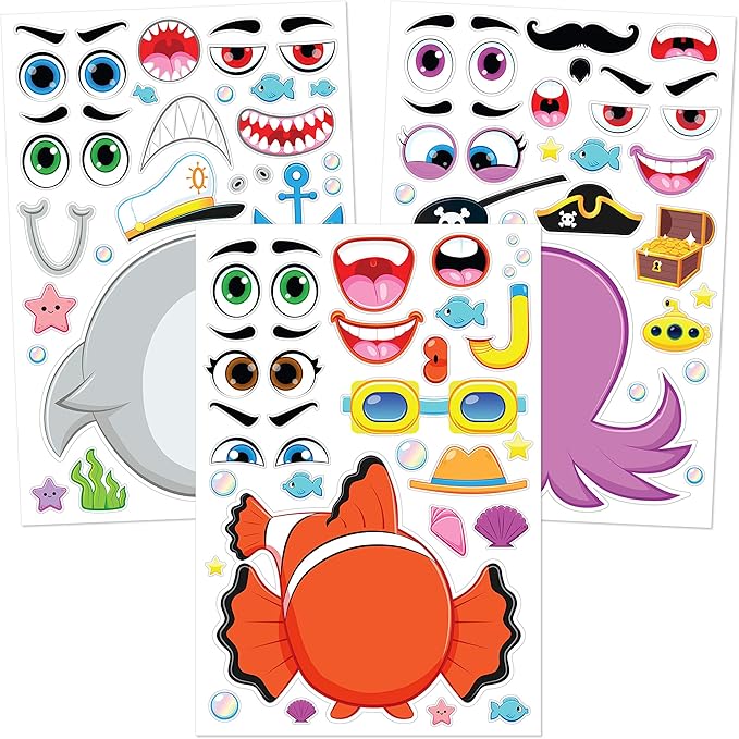 JOYIN 36 Sheets 9"x6" Make a face Stickers for Kids, Make Your Own Animal Stickers with Unicorn, Dinosaur, Sea and Safari Animals, Crafts Birthday Party Favors, Goodie Bags Classroom Activities