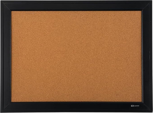 Quartet Cork Board Bulletin Board, 17" x 23", Framed Corkboard, Black Frame, Decorative Hanging Pin Board, Perfect for Office & Home Decor, Home School Message Board or Vision Board (79281)