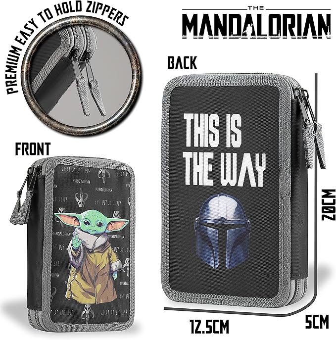 Disney Star Wars Pencil Case with Stationery Set for Boys Girls School Supplies with Zipper Compartments The Mandalorian Back to School Gifts for Kids