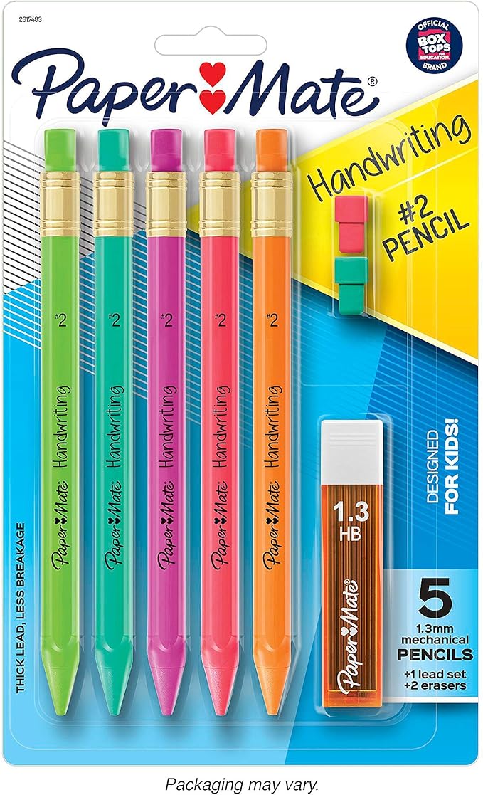 Handwriting Triangular Mechanical Pencil Set with Lead and Eraser Refills, 1.3 mm