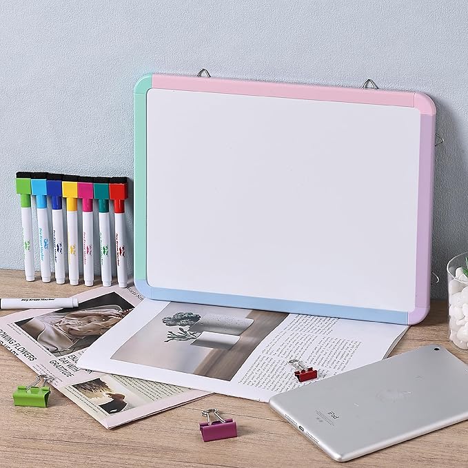 Mr. Pen- Magnetic Dry Erase Board, 12.5" x 9.5" With 8 Markers and 2 Magnets, Small White Board for Wall