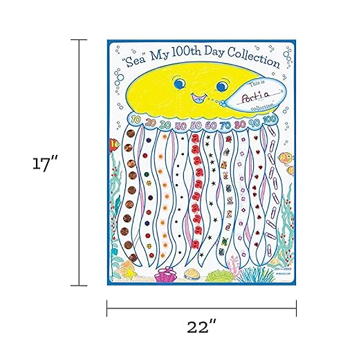 Really Good Stuff Ready-to-Decorate “Sea” My 100th Day of School Posters, Set of 24 - Celebrate The 100th Day of School with Classroom Crafts