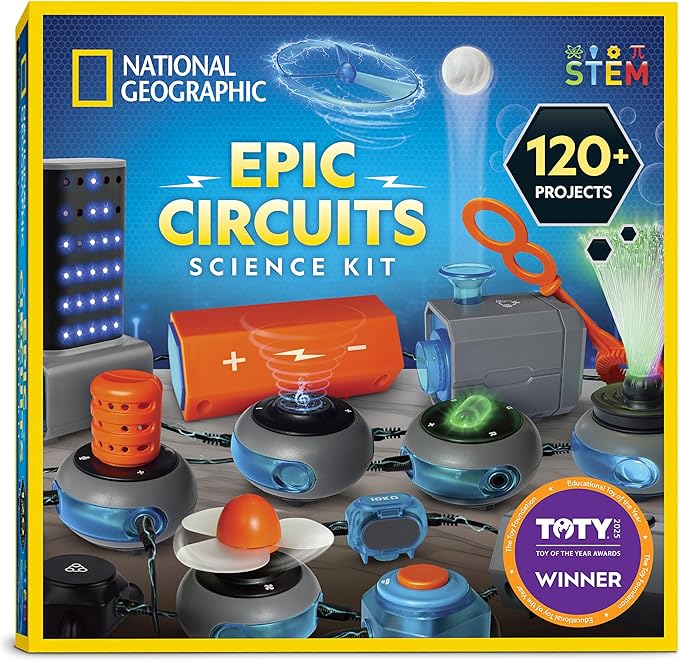 National Geographic Circuit Maker Kit - Electronics Kit for Kids with 120 Electrical Projects, Electric Circuit STEM Toy, Electronic Projects, Electrical Kit for Kids, Electricity Set