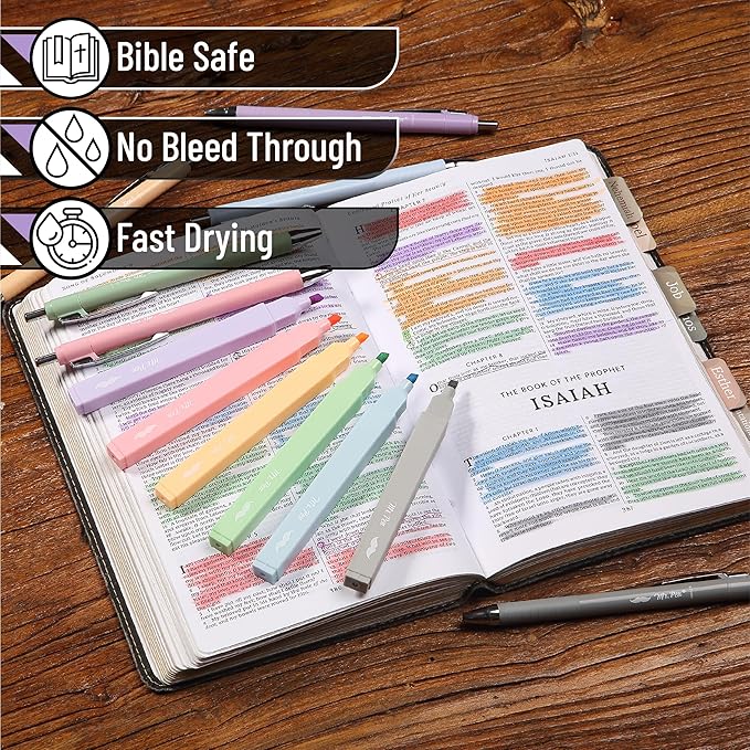 Mr. Pen- Aesthetic Highlighters and Pens, 12 Pack, Assorted Colors Bible Highlighters, Colorful Ink Bible Pens