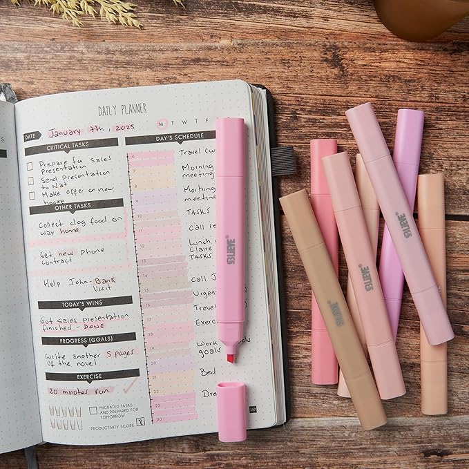 BLIEVE- Aesthetic Bible Highlighters No Bleed Through Assorted Colors, Cute Pink Highlighter Dual Tip For Journaling Supplies And School Accessories, Bible Highlighters And Pens No Bleed (ROSES)
