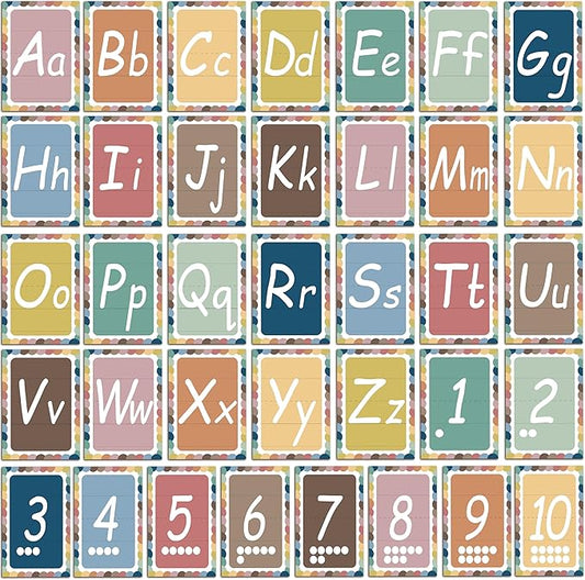 YIYDONG 36 Alphabet ABC Bulletin Board Set for Preschool English Posters Kindergarten Elementary Classroom Wall Decor Nursery Homeschool Supplies (Bohemia)