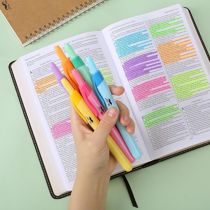 Mr. Pen- Colorful Highlighters Set, 6 Pack, Assorted Colors, Retractable Colored Bible Markers